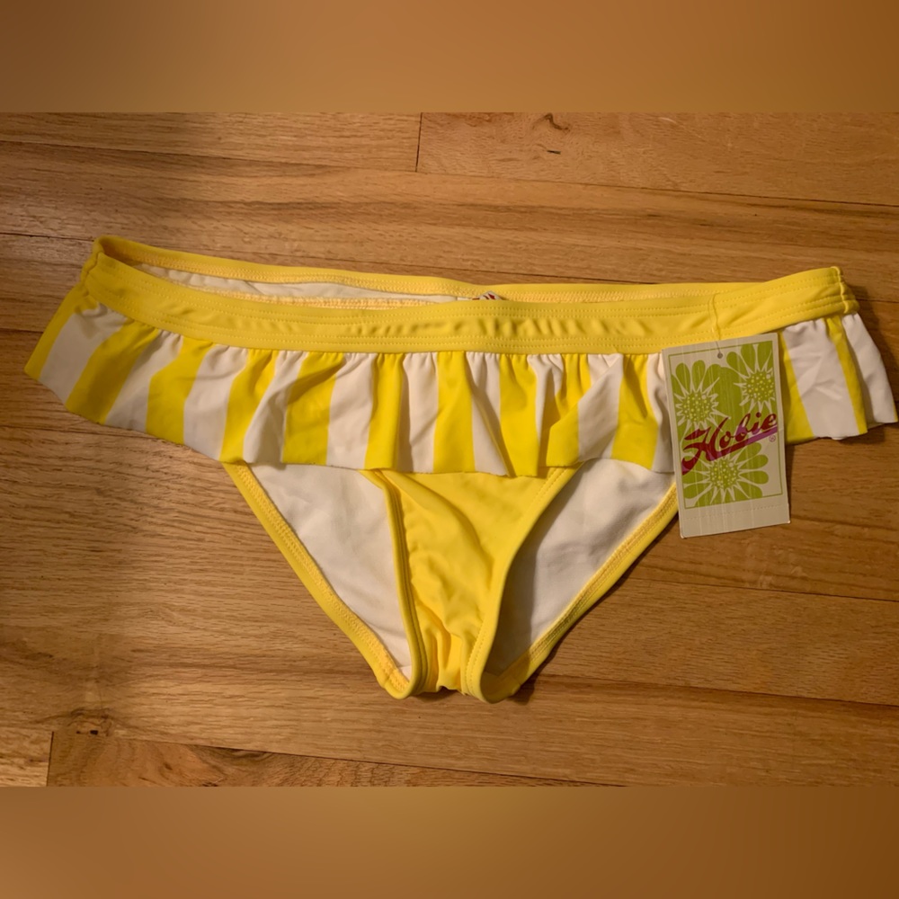 Adorable yellow & white flirt skirt bikini bottom